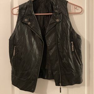 Black faux leather groggy brand vest